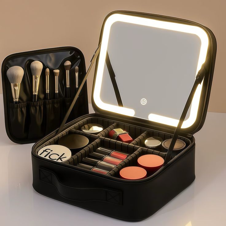 Cosmetiquera de Maquillaje Elegante con espejo LED