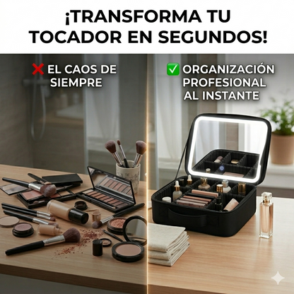 Cosmetiquera de Maquillaje Elegante con espejo LED
